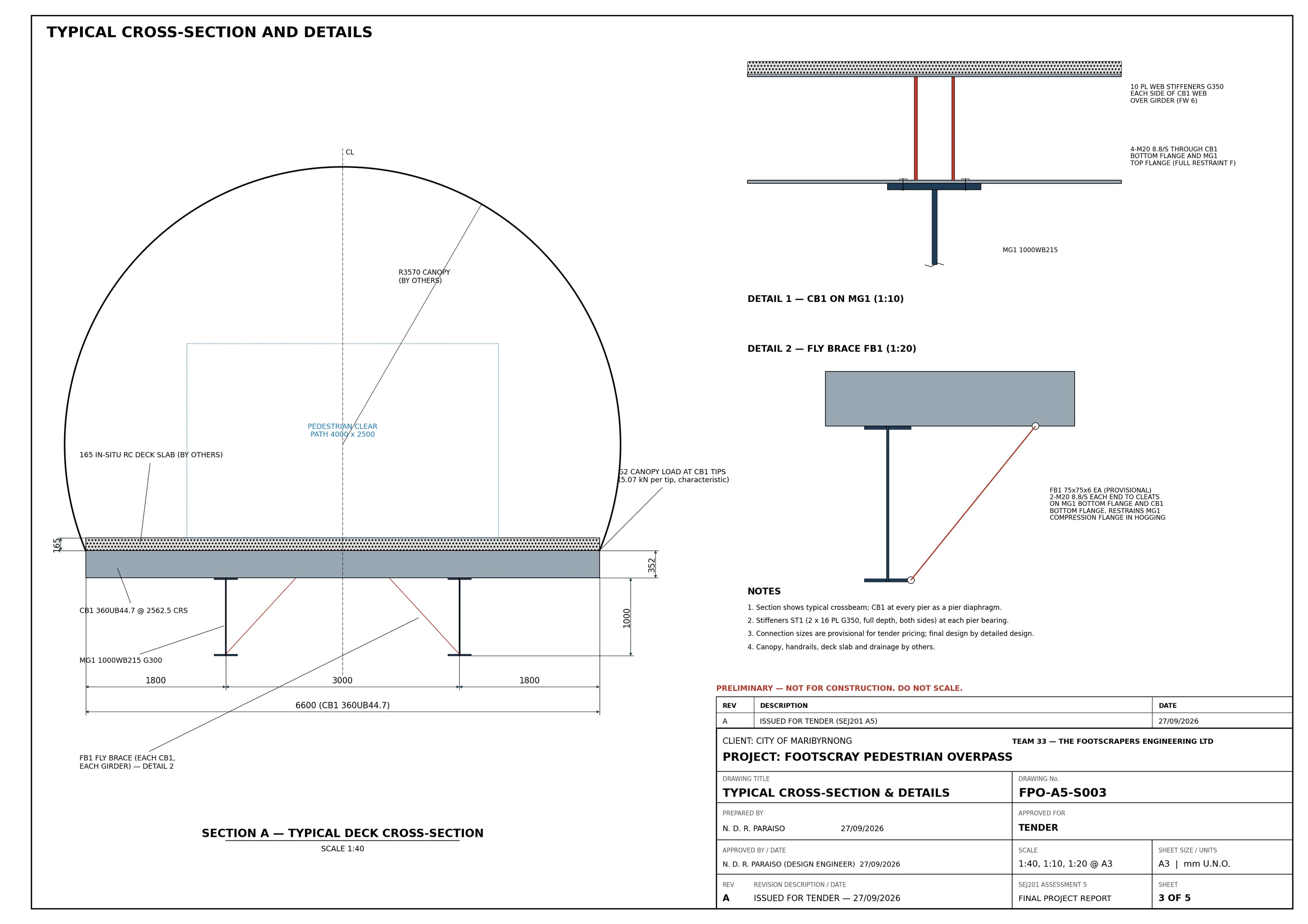Tender drawing S003 — Typical cross-section & details